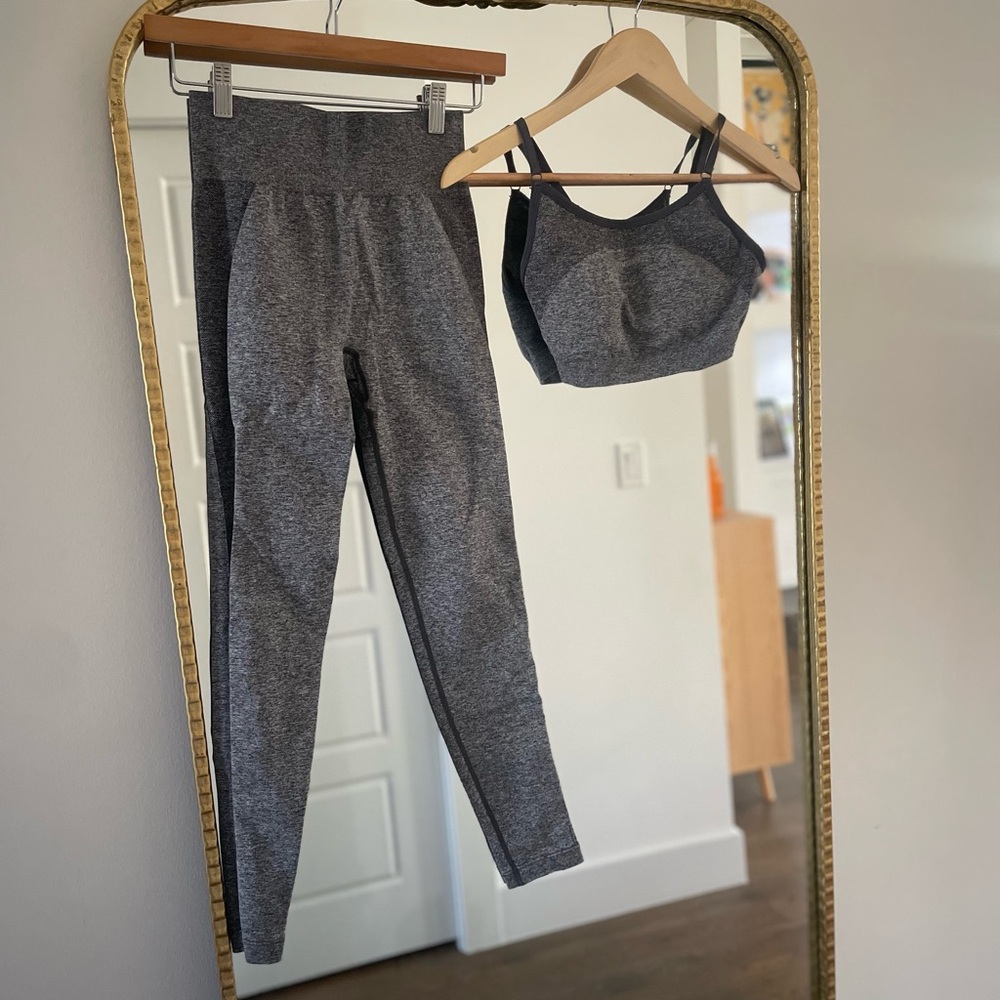 Gymshark Gray Set Leggings & Bra Top